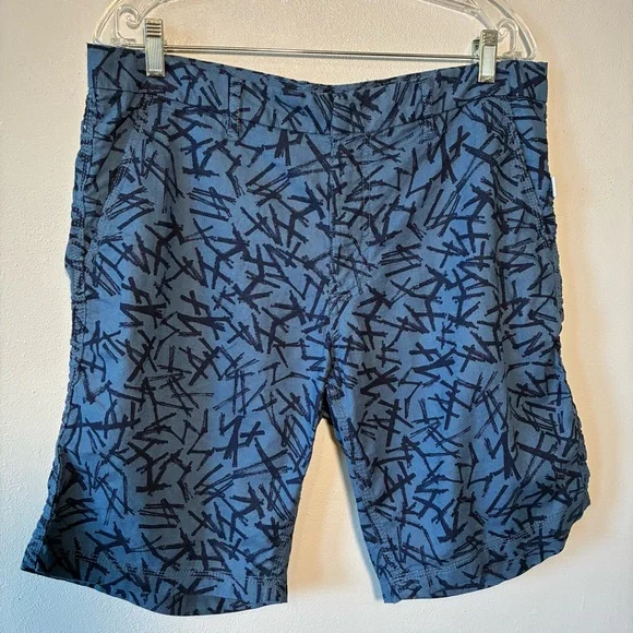 Onia Men's Shorts Size 34 Blue Striped Zip Fly Chino Slash Pockets Linen Cotton - Picture 7 of 7